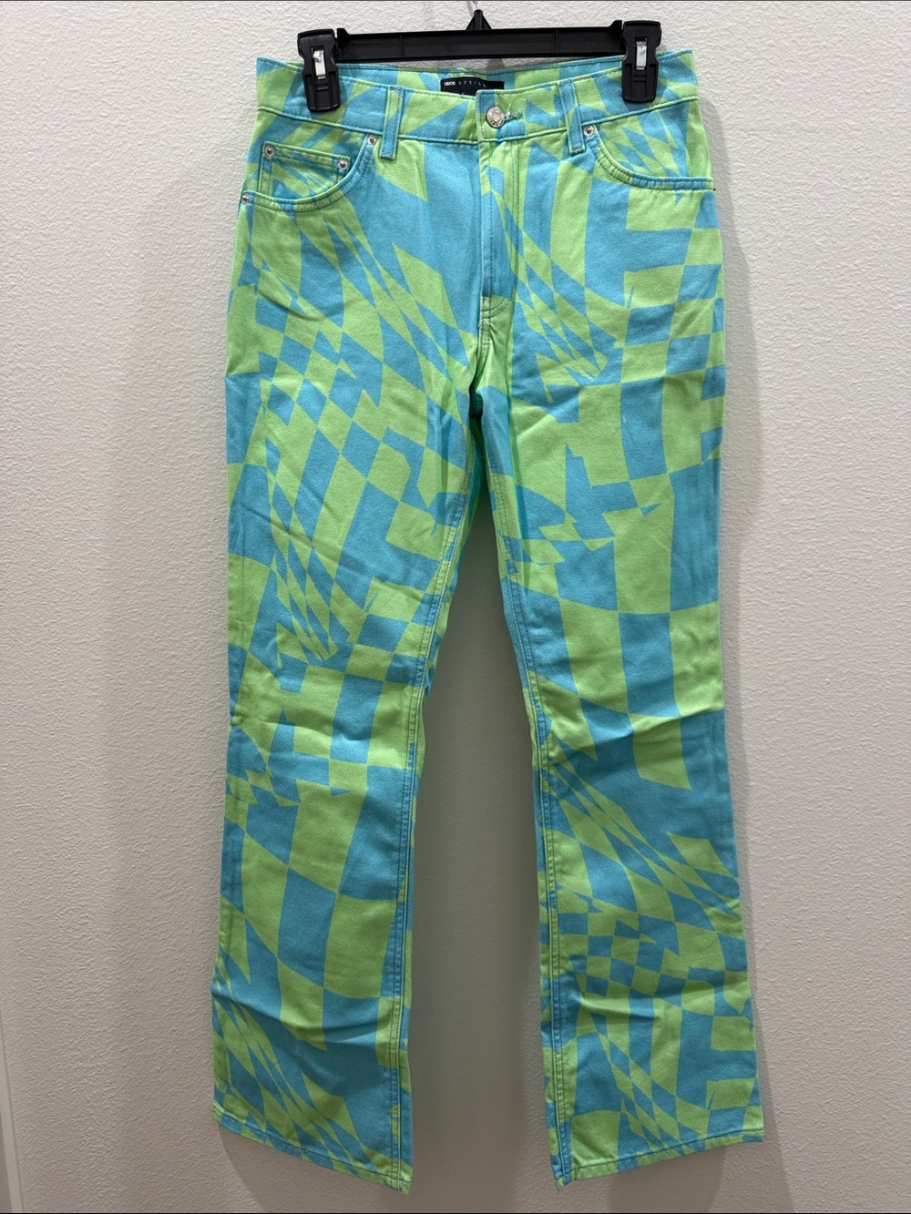 asos Design Patterned Blue-Green Jeans